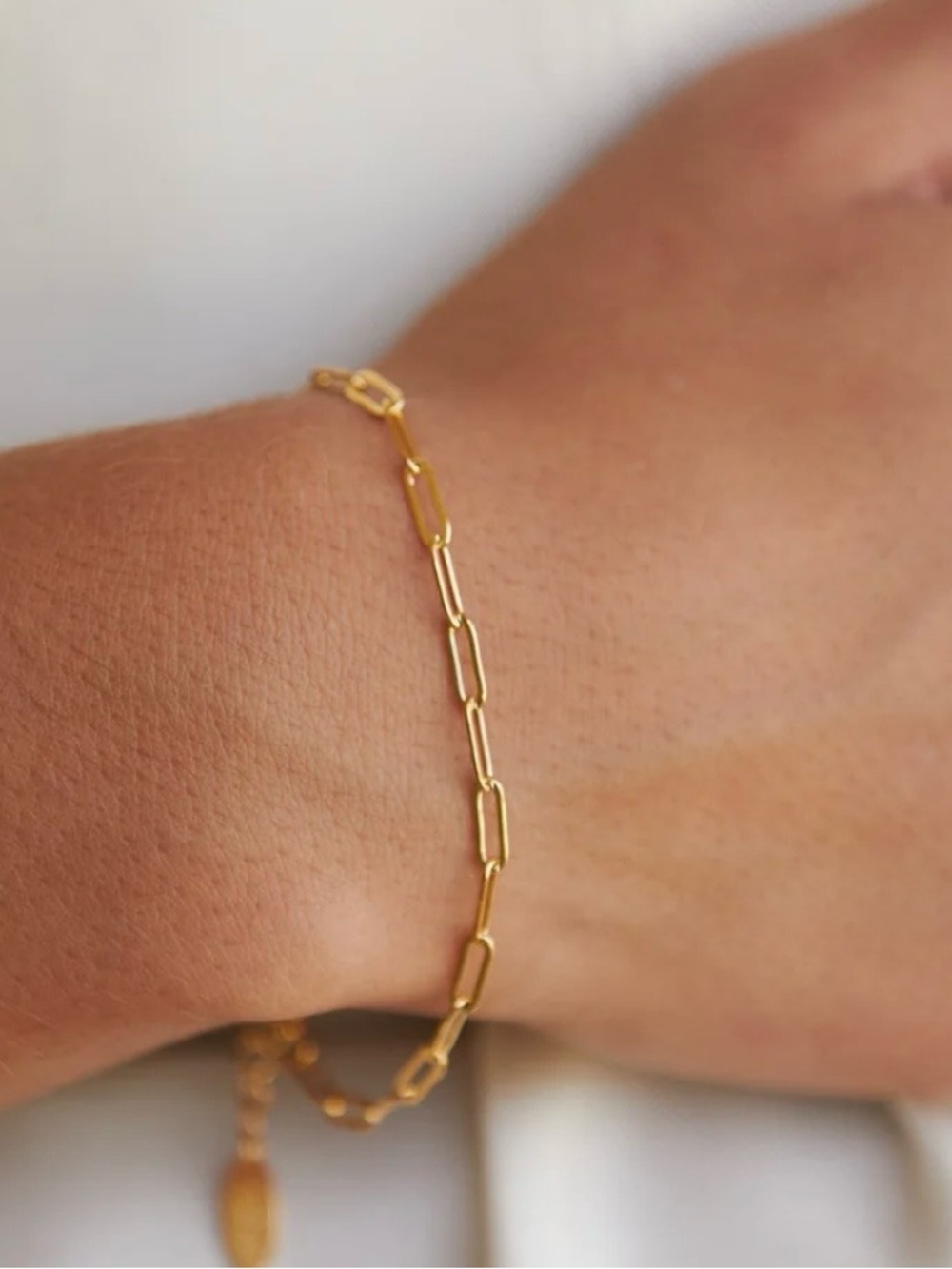 ATOLEA Gold plated Paperclip box Chain Bracelet